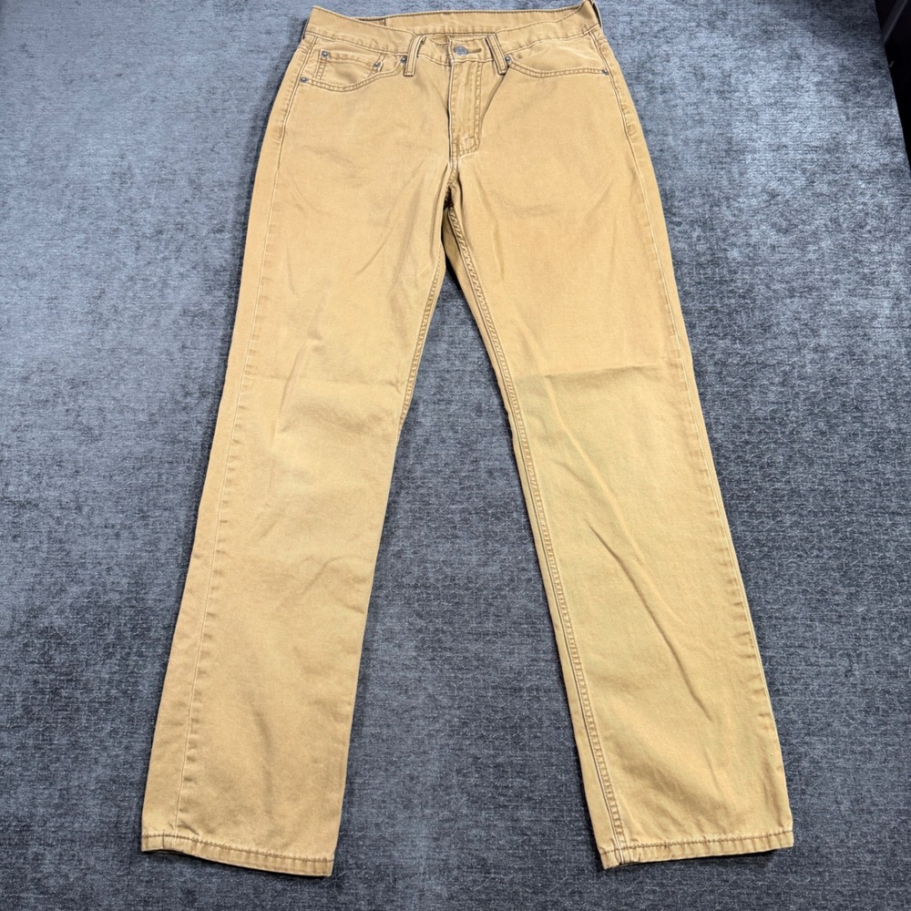 Levis 514 Straight Fit Tan Khaki Pants Mens 32x34 Cotton Blend Casual Trousers
